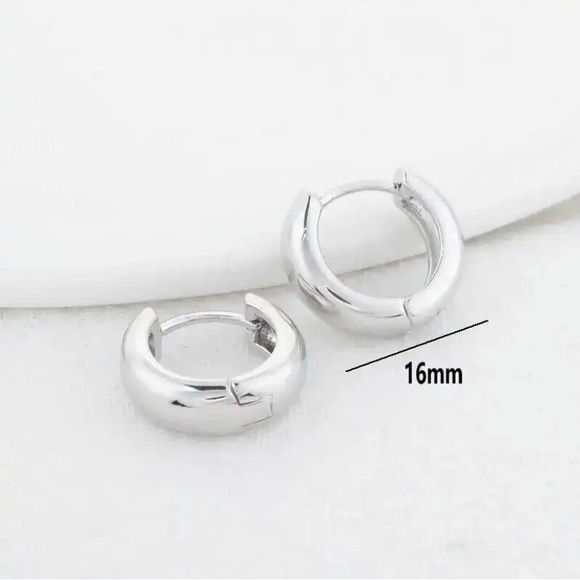 NWT STERLING SILVER small HOOP EARRINGS - Picture 2 of 4